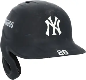 Austin Wells New York Yankees Game-Used #28 Navy Batting Helmet Worn During Games Played on April 4, May 12, June 23, August 4, September 18, October 4 and 5, 2025 - Fanatics Authentic Certified