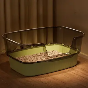 Large Splash-Proof Cat Litter Box, Leakproof Tray, Easy Clean Durable Design, Includes Scoop, Indoor Cats, Apartment, Home Ideal Choice