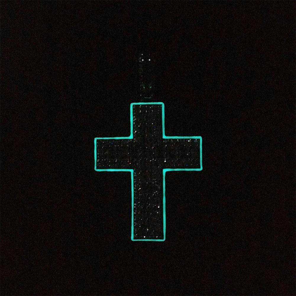 HIPHOP style, will glow-in-the-dark crown icing cross pendant, 2 pieces set, pendant + necklace, send boyfriend girlfriend gift