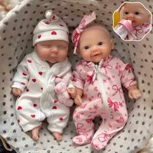 Otarddolls 1PC 8 Inch Solid Silicone Reborn Baby Girl Doll With Hand Painted Skin Adorable Lifelike Rebirth Doll Cute Silicone Gifts For Children