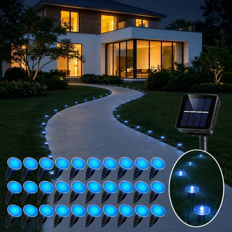 Umeuc Solar-Powered 30-LED Compact Path Light - IP54 Waterproof Lawn Stake Light with Soft Glow for Gardens, Flower Beds, Campgrounds, 8-10 Hours Runtime, Automatically Illuminates at Night
