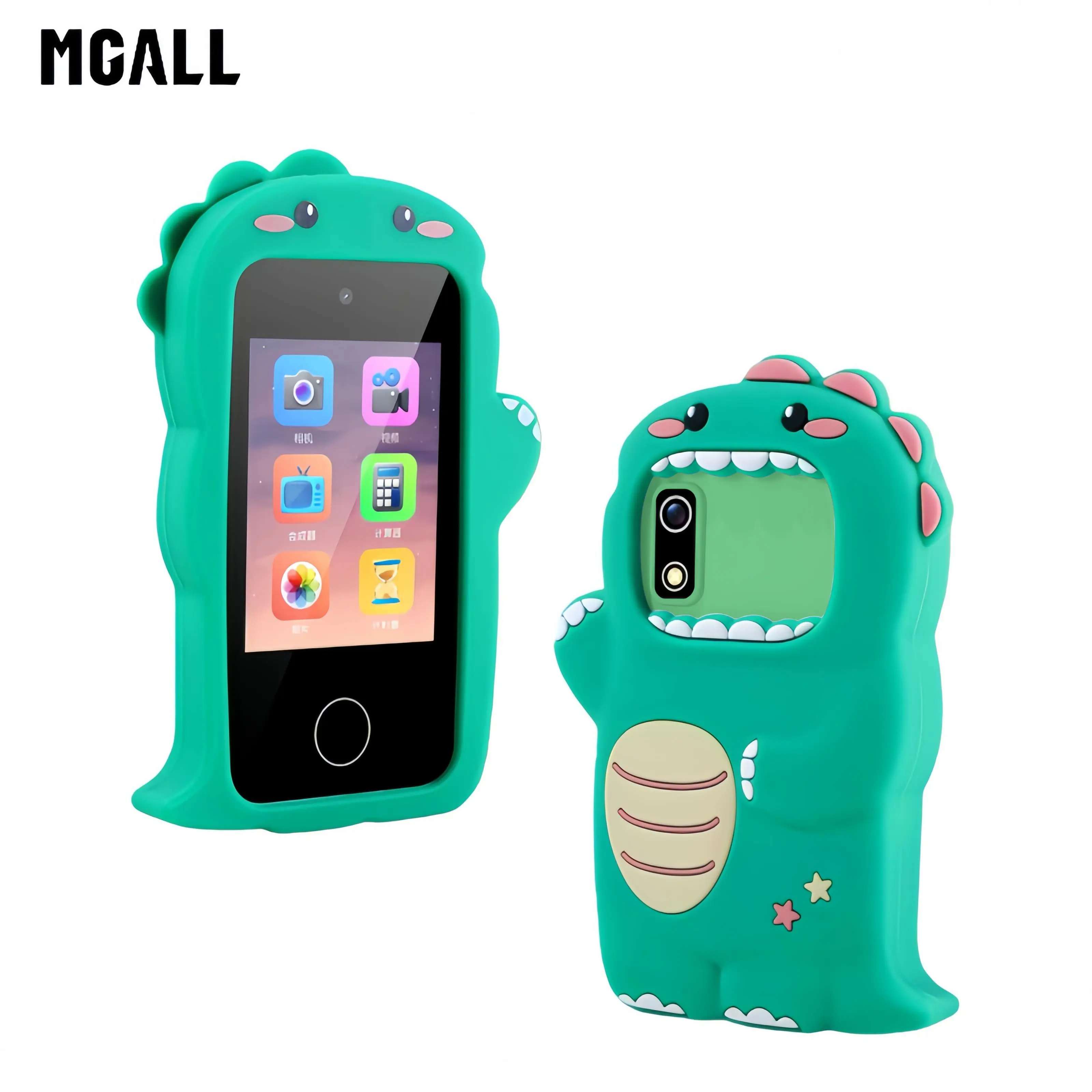 MGALL Cute Kids Smart Toy Phone with Cartoon Silicone Shockproof Case, Dual Cameras, Touchscreen Learning Games, MP3 Music Player & Fun Apps, Child-Friendly Travel Toy, Educational Early Learning Device, Perfect Birthday & Holiday Gift for Boys and Girls,