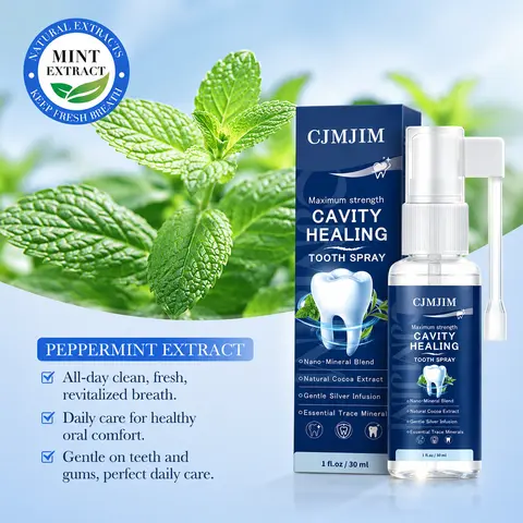 CJMJIM 30ml Portable Liquid Mint Oral Spray - Bad Breath Killer, Stinky Breath & Tongue Smell Solution, Nano-Mineral Blend for Teeth Cleaning, Plaque Care, Enamel Protection, Anticavity Gentle Daily Oral Care