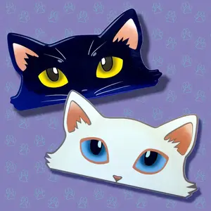 Cat-Window-Peeker Cat Peeking Sticker |Cat Face Sticker| Black-White 5.5"x2.84"