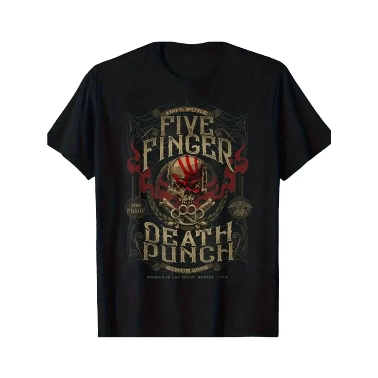 Men'S & Women'S Retro "Five Finger Death Punch" Graphic T-Shirt - 100% Cotton, 1 WVC