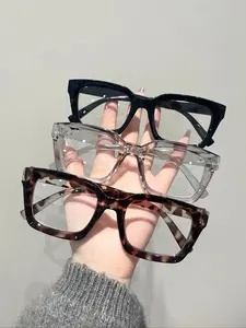 Unisex Trendy Square Eyeglasses Set, Leopard Print Clear & Solid Color Fashion Frames, Stylish Casual Eyewear for Everyday Wear, Streetwear, Travel & Outdoor Activities outdoorfun