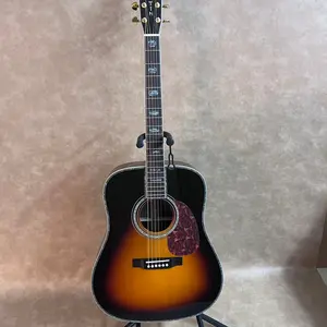 Handmade Sunburst D45 Acoustic Guitar, Rosewood Fingerboard, Fixed Bridge, 20frets, Classic Design, Professional Recording and Instrument