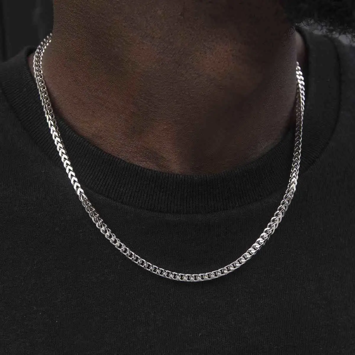 GLD Franco Chain in White Gold - 3mm in Width | 18k White Gold Plated - Lifetime Guarantee - Perfect Gift