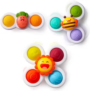 Strong Suction Cup Fidget Rotating Sensory Bath Toys for Baby Christmas Stocking Stuffers, Airplane Car Travel Table & Window Toys for Toddler Boys and Girls, 10+ Months