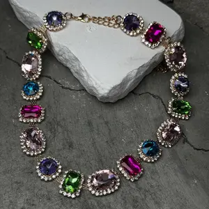 Multi Color and Shape 20" Stone Necklace