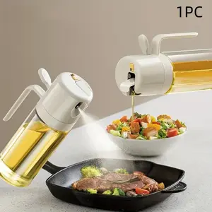 1 Counts 2in1 Oil Sprayer, Dual-Use Oil Pot, Kitchen Oil Sprayer, Glass Oil Sprayer Mister, Household Oil Spray for Salad BBQ Baking
