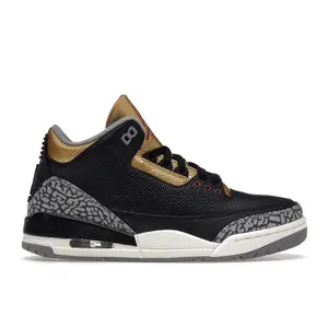 Jordan Women's 3 Retro Black Cement Gold Basketball Shoes, from StockX