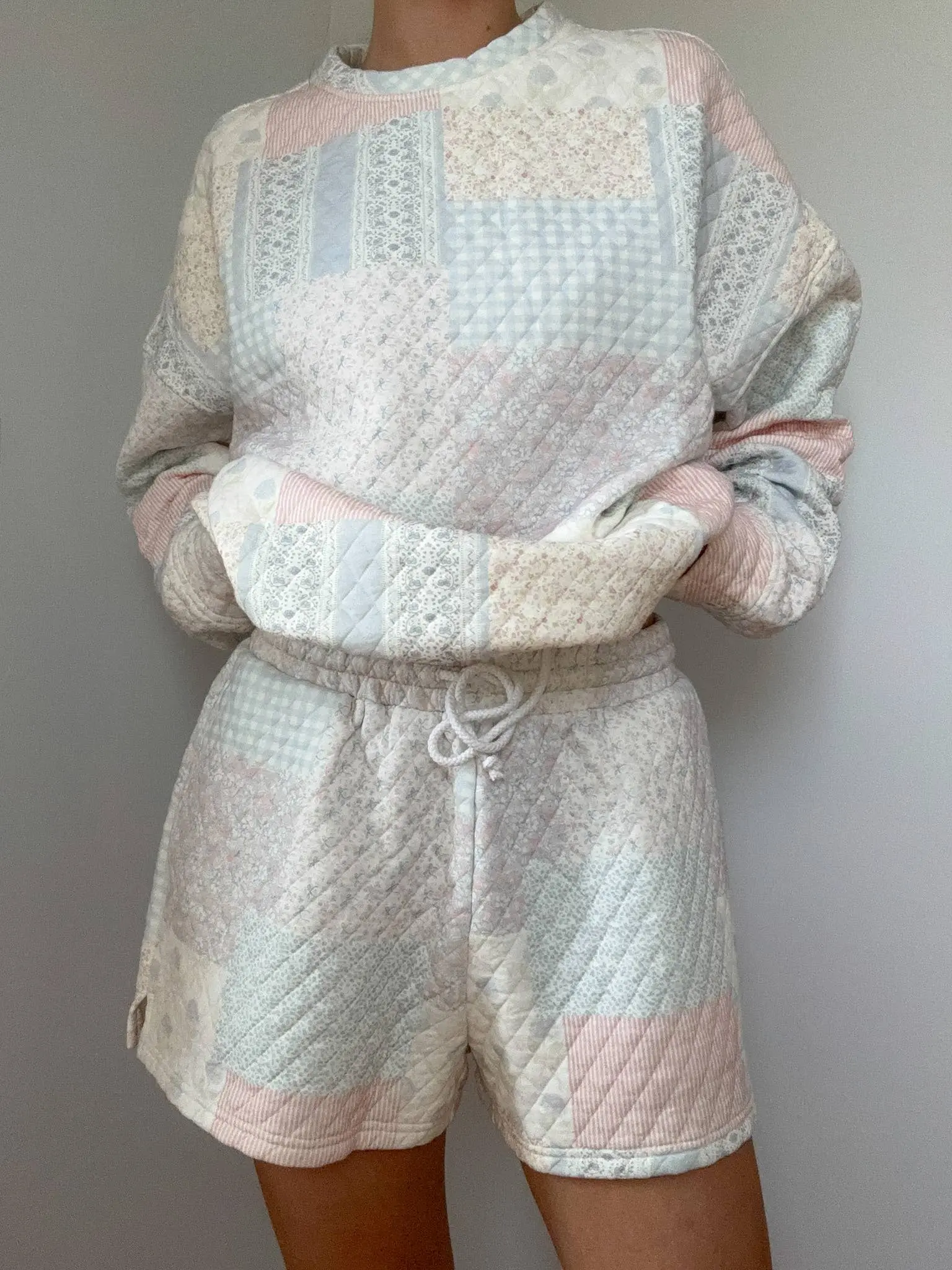 Blue Cottagecore Patchwork Quilted Shorts
