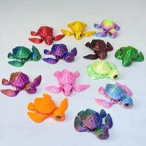 14-Piece Set, 3D Printed Turtle Decorations, Multicolor Options, Home Decor Accessory, Ideal for Home Desk & Aquarium Themes, Perfect for Festive Occasions