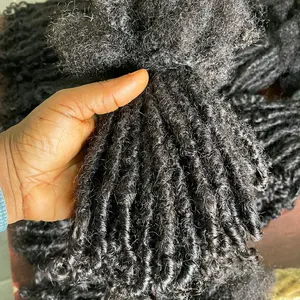 100 Anwi Curly Handmade Locs Unisex Human Hair Extensions - 100% Real Hair Piece, 1B Natural Black Color, Handcrafted for Style & Durability, Long Length & Volume Boost