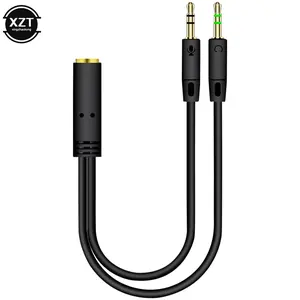 2 in 1 Male to Female Aux Audio Cable Y Splitter Cable 3.5Mm MP3 MP4 Stereo Plug Adapter Jack for Headphone Computer Cable WYMECT