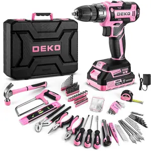 Drill Tool Kit Set: 20V Cordless Electric Drill, Driver, Tool Box with Battery