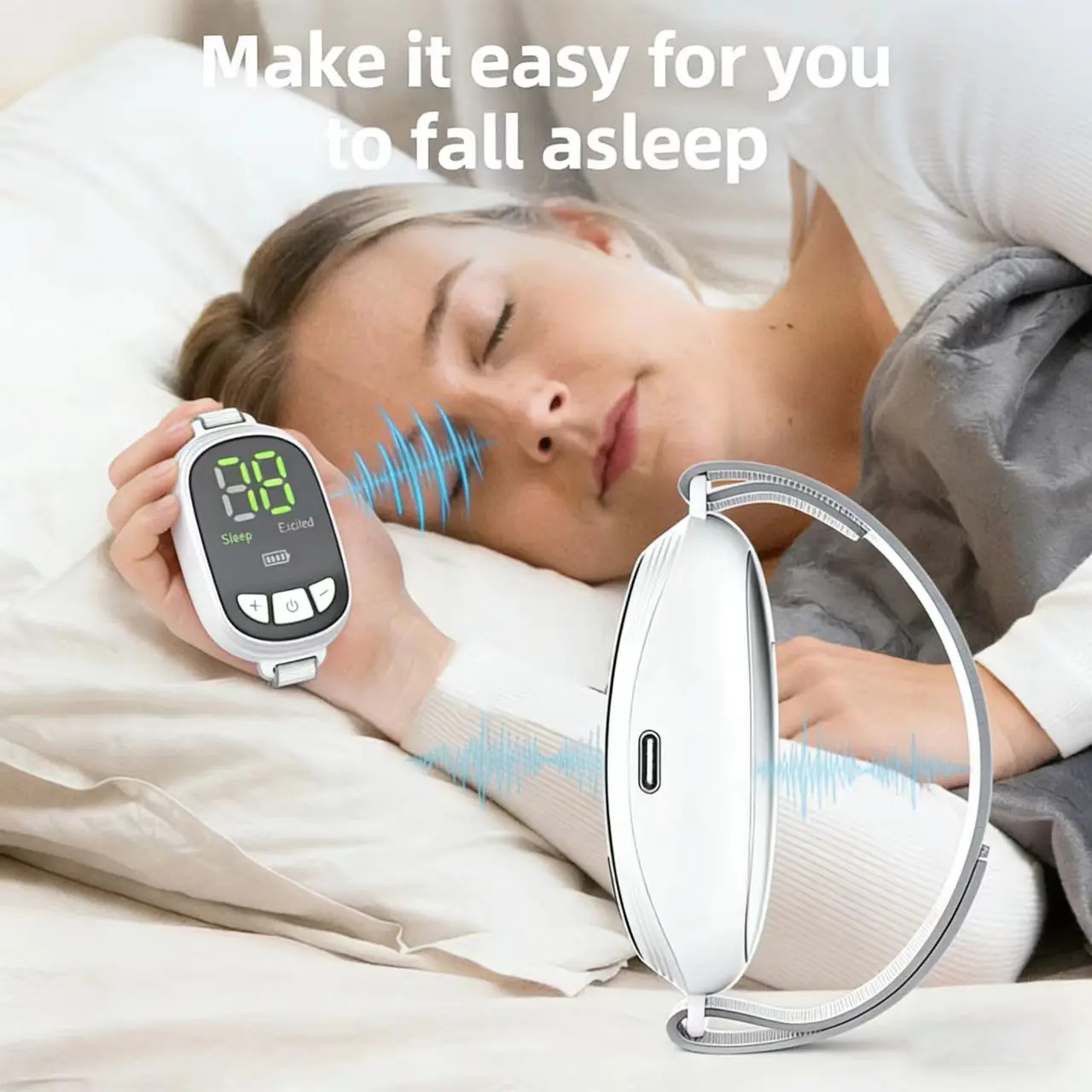 Outdoor Intelligent Micro-Current Sleep Instrument - Compact, Portable Sports & Outdoor Sleep Aid with Gentle Non-Invasive Tech, White Noise, Sound Function, Pill-Free, Side Effect-Free for Stress-Related Insomnia Users; Wake Up Refreshed, With Sound