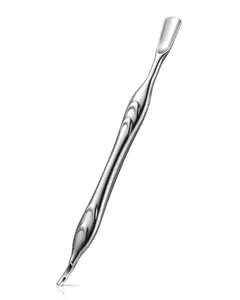 Cuticle Pusher with Fork 2-in-1 Nail Care Tool Stainless Steel U-Shape Design for Manicures Pedicures Silver Durable Rust-Free Sharp Compact & Portable