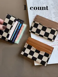 Checked Pattern Card Holder, Casual Colorblock Card Holder, Fashionable Card Holder Organizer for Women & Girls, Casual Trendy Versatile High-quality Daily Commuting Bag