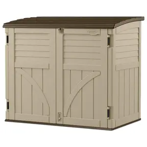 Suncast 34 Cubic Feet Horizontal Compact Storage Shed for Outdoor Spaces, Sand