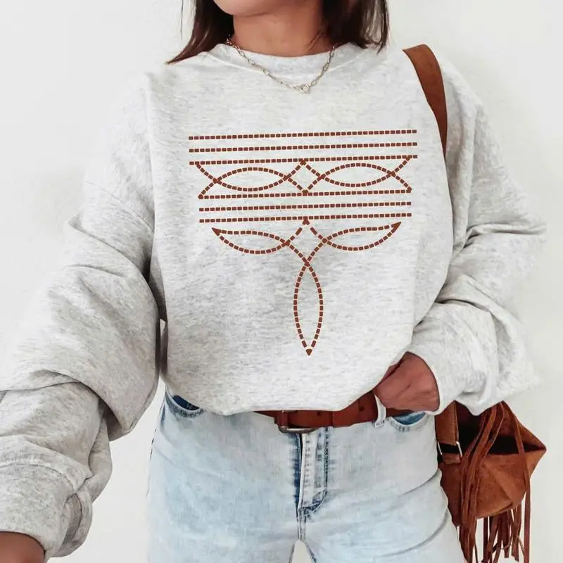 Boot Stitch Pullover, Wester Sweater T-Shirt, Western Boot Stitch, Cowgirl Sweater, Casual Sweatẻ for Men & Women