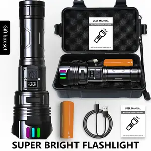 Rechargeable High-Lumen Flashlight, Smart Digital Display, Adjustable Beam, Multi-Functional Tactical Lantern, Camping, Travel, Emergency Use