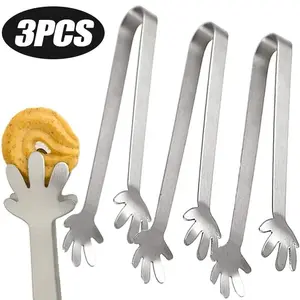 3/1Pcs Stainless Steel Food Tongs Hand Palm Finger Shape Ice Cube Sugar Clamp Mini Food Clips for BBQ Party Bar Kitchen Gadgets