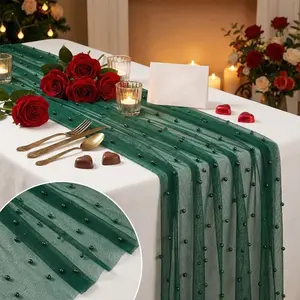 Deep Pearl Transparent Table Runner, 63x118 Inches, Wedding Backdrop, Halloween, Christmas Party Decor, Table Decoration, Bouquet Wrapping