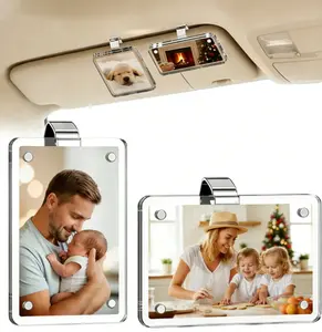 2-Pack Car Windshield Holders - Acrylic Magnetic Car Sunshade Photo Holder, Wallet-sized Transparent Acrylic Personalized Car Photo Frame, Perfect for Polaroid Go and Fujifilm Instax Mini, Valentine's Day Gift for Girls