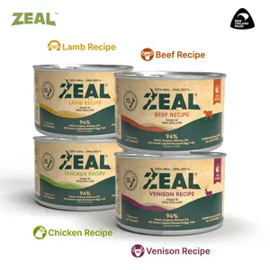 ZEAL Natural Dog Wet Food | 94% High Meat Content | Balanced Nutrition & Superfoods | 3 Cans | 170g/390g Cans | Beef Recipe & Chicken Recipe & Lamb Recipe, Variety Pack