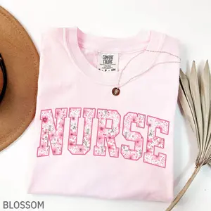 Comfort Colors Floral Nurse ShIrt, Nurse Gift, Cute Nurse Gifts, Nurse Graduation Tees, Nursing School, Nurse Appreciation, Gift For Nurse