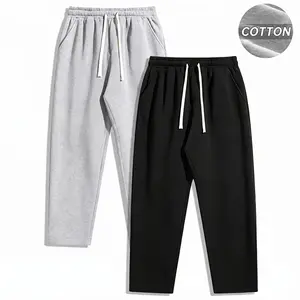 City Boy Japanese street style men’s loose straight sweatpants, 45% cotton blend, drawstring casual long pants
