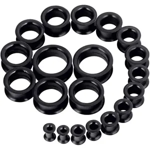 Longbeauty 20pcs Tunnels Kit 2g-1" Silicone Ear Skin Gauges Plugs Ear Expander Stretching Set