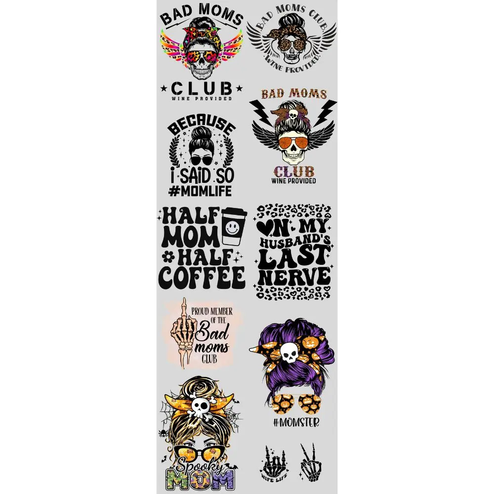 Bad Moms Club DTF Transfers Gang Sheet 22" x 60"