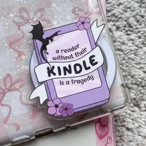 Reader Without Kindle Is a Tragedy, Cute Bookish Kindle Grip, Magnetic Phone Holder, Gift for Book Lover