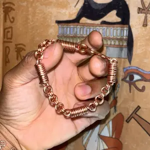 Pure Copper Energy Amplifier Bracelet – Handmade Heavy Gauge Coil Link Grounding Statement Jewelry