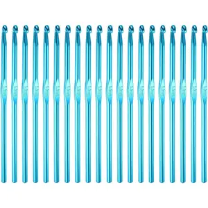 20Pcs Aluminum Crochet Hook 5.0mm US Size H (Size 8) Knitting Needles for DIY Craft Yarn Blue