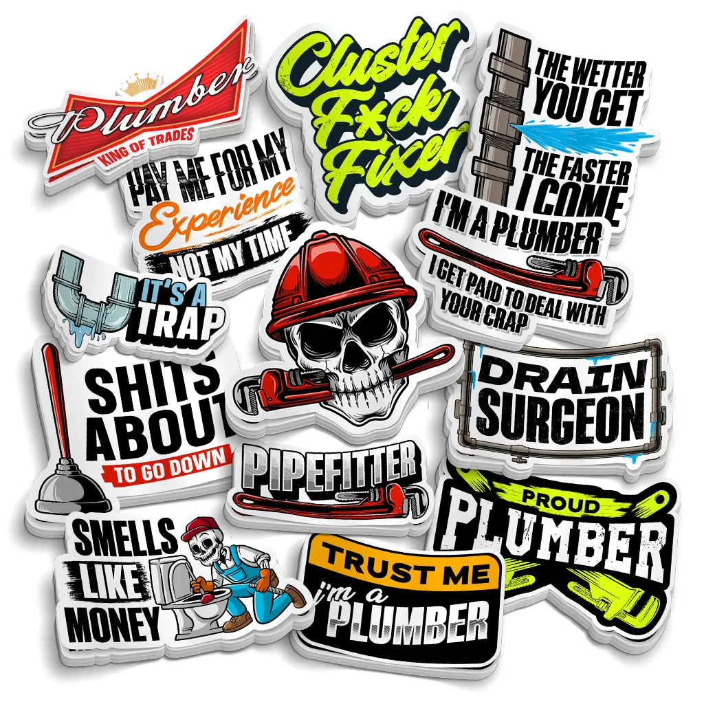 Plumbers Best Sellers Sticker Pack - Heavy Duty Water and UV Resistant 6mil Vinyl
