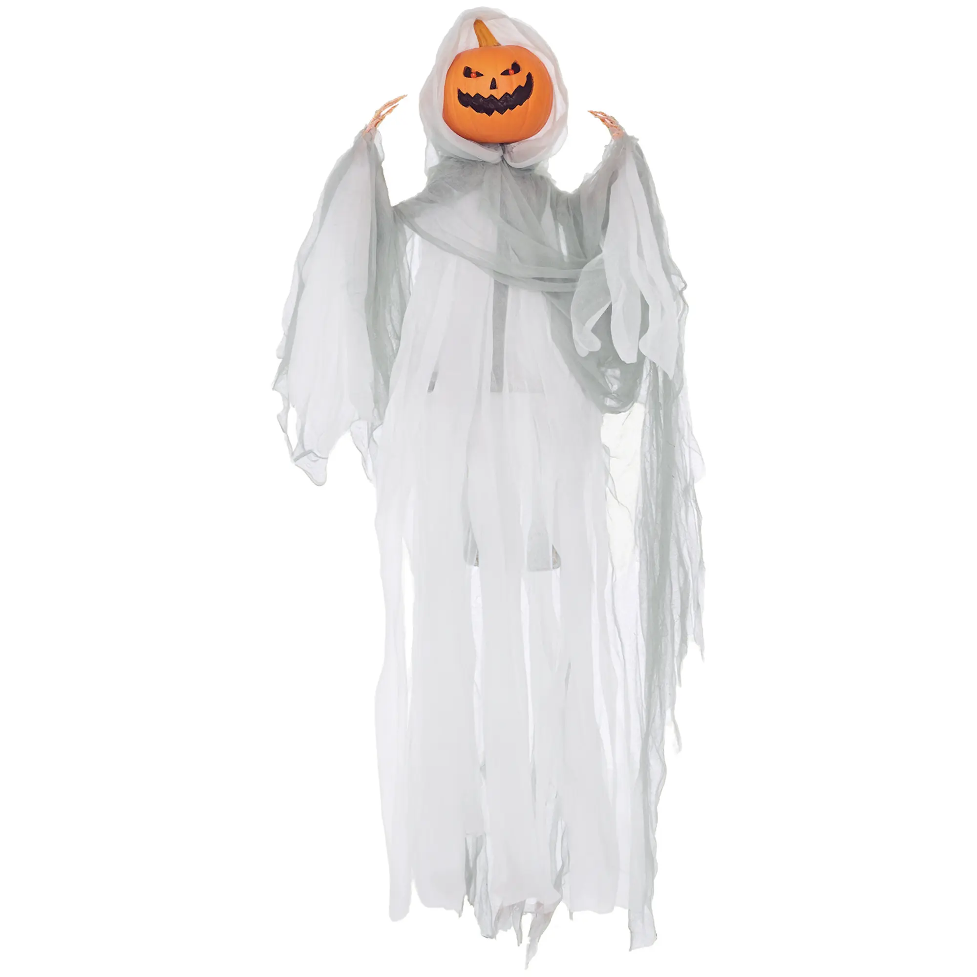 3.9' Hanging Pumpkin Ghost – Sound Activated with Creepy Howling Sounds & Glowing Red Eyes. Battery-Powered (2 x AAA). 47.2" Tall. Indoor/Outdoor