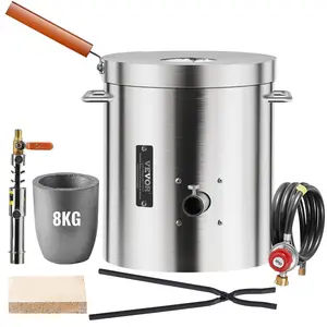 【Father's Day】VEVOR Propane Melting Furnace Kit,  8KG/18lbs Gas Metal Melting Furnace Kit, Foundry Home Kiln with Crucible, Tongs, Wooden Handle, Smelting Casting Tool for Gold Silver Copper Aluminum Metal Recycle