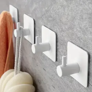 4 Piece Modern Metal Wall Hooks, Strong Adhesive, Easy Installation, Kitchen Bathroom Shower Robe Storage, Fashionable Wall-Mounted Design