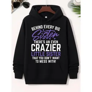 Women's sibling relationship, particularly highlighting the dynamic between big and little sisters with a fun, bold statement Graphic Hoodie - Long Sleeve Pullover Regular Fit | Soft & Breathable Fabric, Durable Print, Everyday Comfort, Machine Washable,