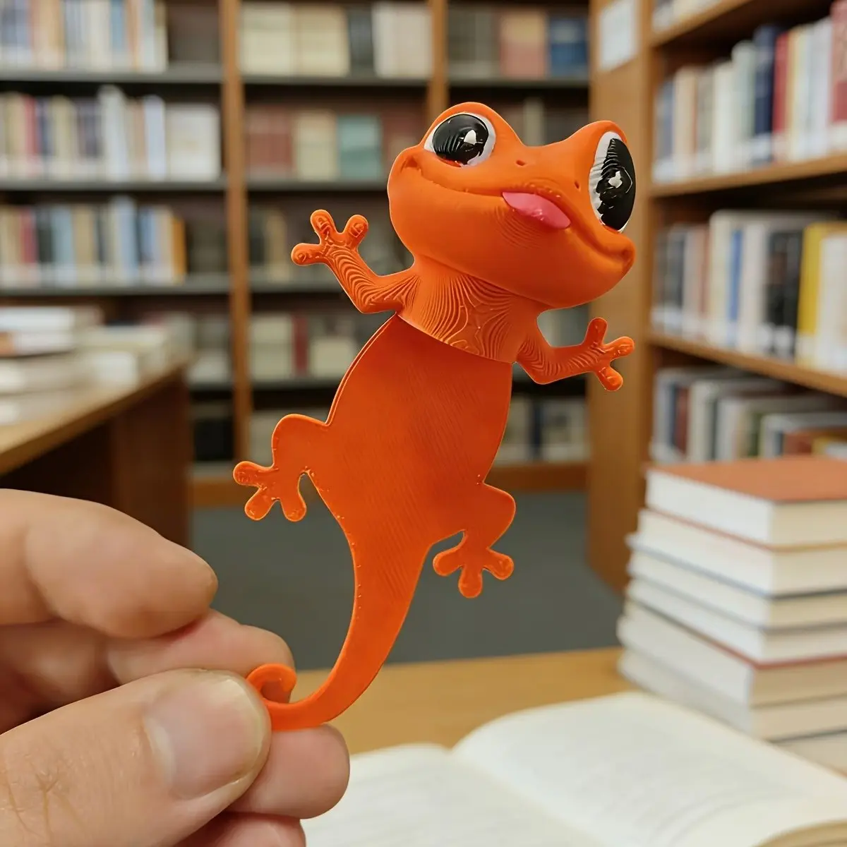 3D Printed Large Eye Cute Gecko Bookmark, Creative Funny Book Reading Page Divider, Single Pack, Unique Gift Idea for Readers