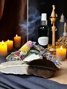 Deluxe Smudge & Space Clearing Kit - Human Soundcheck Ritual Essentials Floral Flower with Abalone Shell, Sage Sticks, Sand, Feather Fan, and 8 oz Mist Spray for Clean Calm Environment