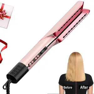 1PCS  pink professional electric PTC negative ion flat hair dryer, LED display, high-speed brushless motor, electric straightener and hair dryer two-in-one, with 3-speed hair dryer comb and hot and cold air
