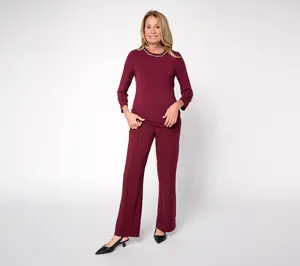 nicole by Nicole Miller Petite Pull-On Straight Leg Pant