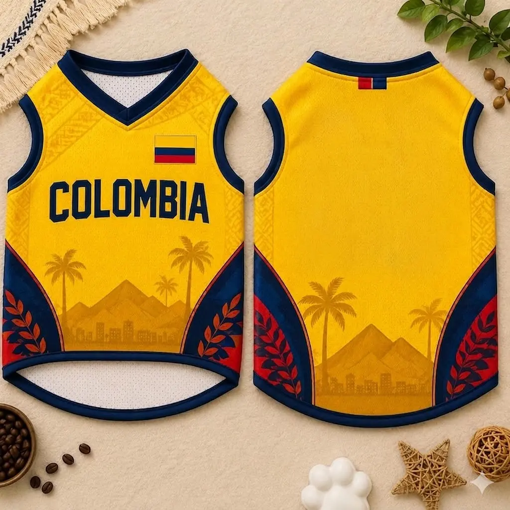 Full Print Colombia Pet Soccer Jersey, Football Pet Jersey, Gift for Dogs Cats