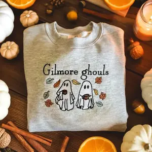 Embroidered Gilmore Ghouls Sweatshirt Fall Leaves Sweatshirt Halloween Apparelghost Sweater Gilmore Girl Gift TV Show Fan Gift Cozy, gilmore girls crewnecks, stars hollow sweatshirt, stars hollow crewneck, halloween sweatshirt