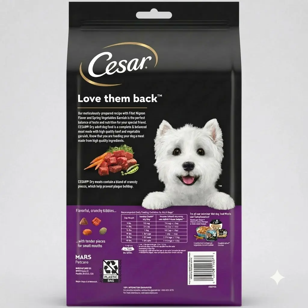 Cesar Filet Mignon Spring Vegetables Dry Dog Food 5 lb Bag High Protein Small Breed Adult Complete Kibble Dog Food